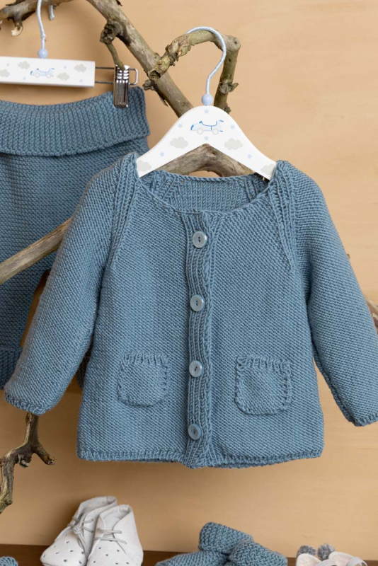 Raglan jakke - Lang yarns 248-014-001 Kit - str 62 - 80 - Lang yarns merino 120, fra Viking
