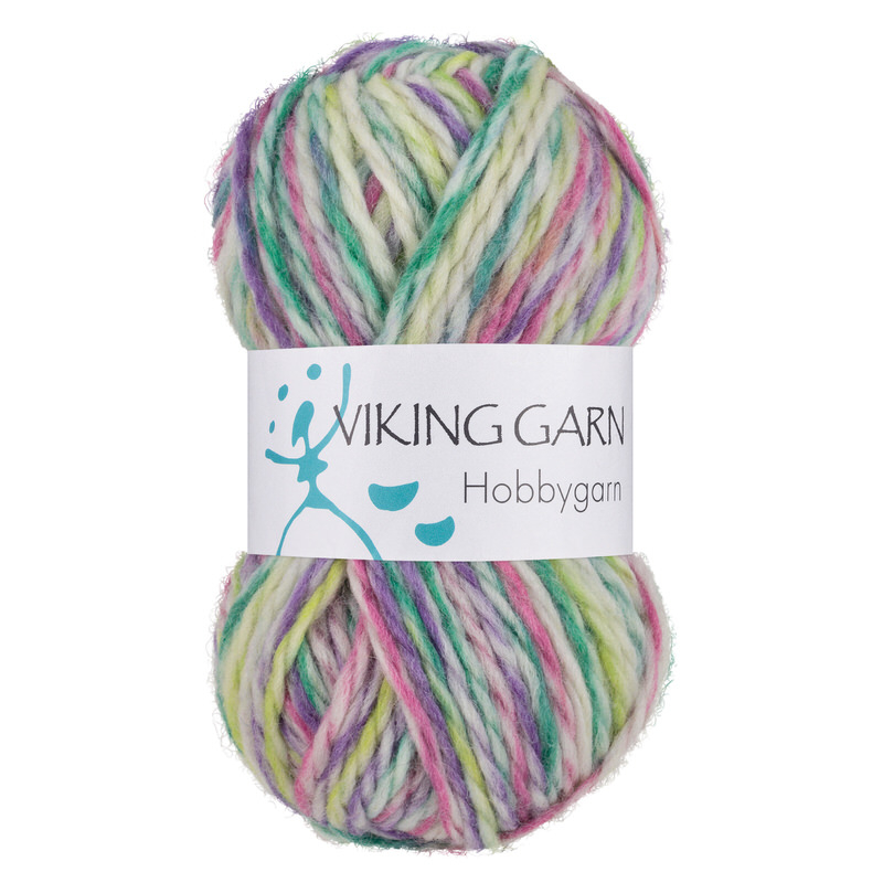 Viking Hobbygarn 980 multi lilla/grøn, Uldgarn, fra Viking