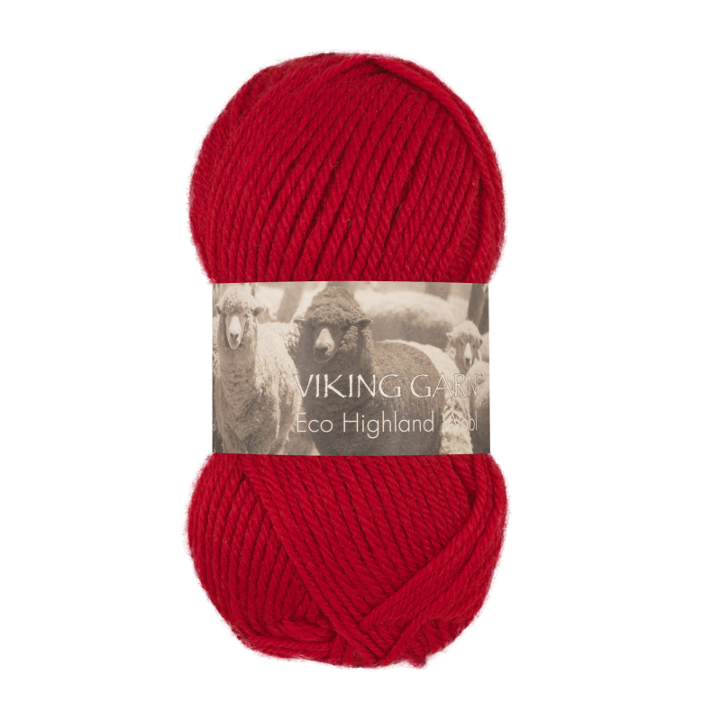 Viking Eco Highland Wool 250 Rød, Uldgarn, fra Viking