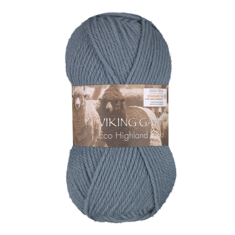 Viking Eco Highland Wool 210 Gråblå, Uldgarn, fra Viking
