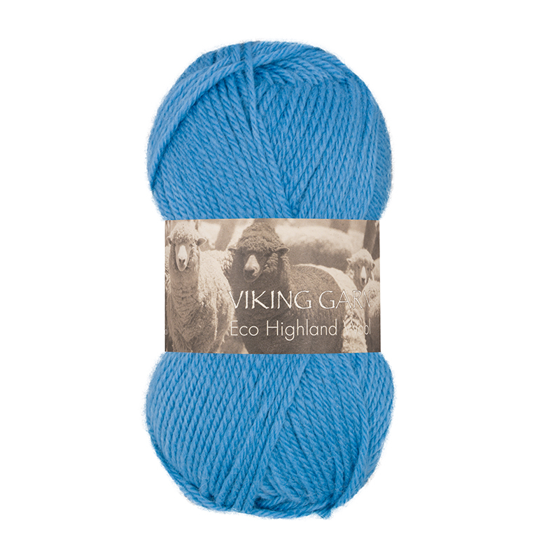 Viking Eco Highland Wool 223 Mellem blå, Uldgarn, fra Viking
