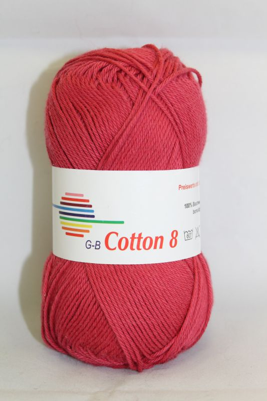 G-B Cotton 8/4 - 1091 Hindbær, Bomuldsgarn, fra G-B Garn