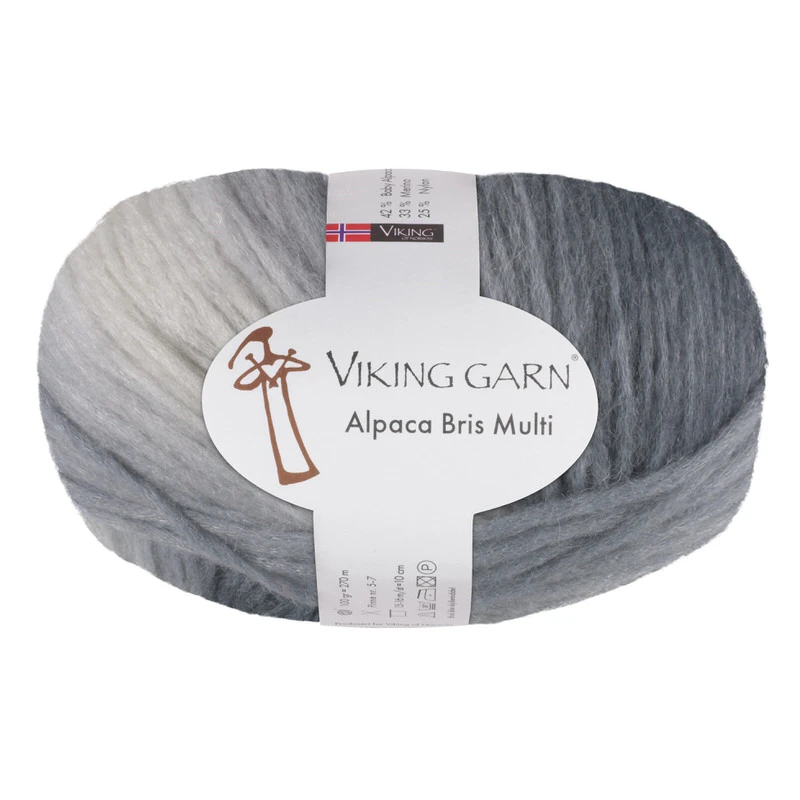 Viking Bris Multi - 314 Multi grå, Alpacagarn, fra Viking