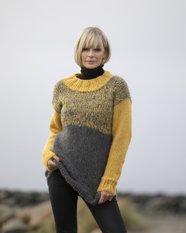 "Kos" Genser i dobbelt garn - Viking Design 2036-5 Kit - XS-XXL - Viking Alpaca Bris, fra Viking