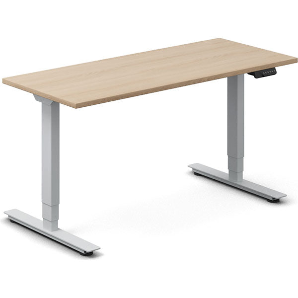 Hæve-sænkebord DNA, Eg 1400x600mm 2-ben/Alugrå