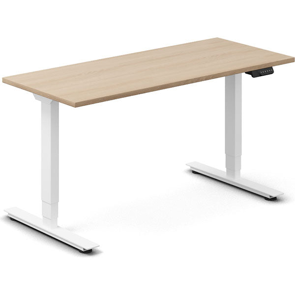 Hæve-sænkebord DNA, Eg 1400x600mm 2-ben/Hvid