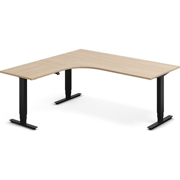 Hæve-sænkebord DNA, Eg 1800x1800mm Venstre 3-ben/Sort