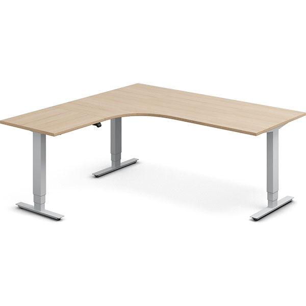 Hæve-sænkebord DNA, Eg 1800x1800mm Venstre 3-ben/Alugrå