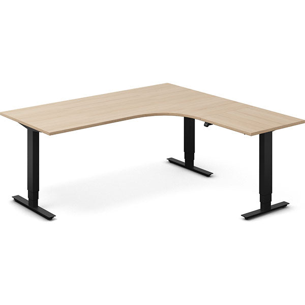 Hæve-sænkebord DNA, Eg 1800x1800mm Højre 3-ben/Sort