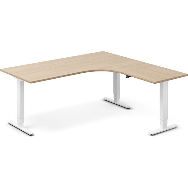Hæve-sænkebord DNA, Eg 1800x1800mm Højre 3-ben/Hvid