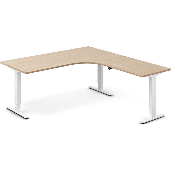 Hæve-sænkebord DNA, Eg 1800x2000mm Højre 3-ben/Hvid