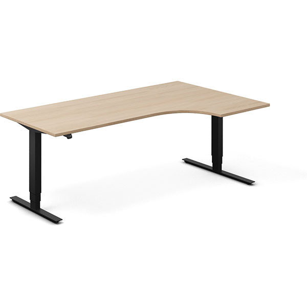 Hæve-sænkebord DNA, Eg 2000x1200mm Højre 2-ben/Sort