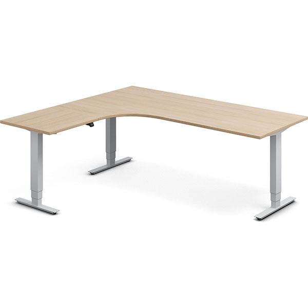 Hæve-sænkebord DNA, Eg 2000x1800mm Venstre 3-ben/Alugrå