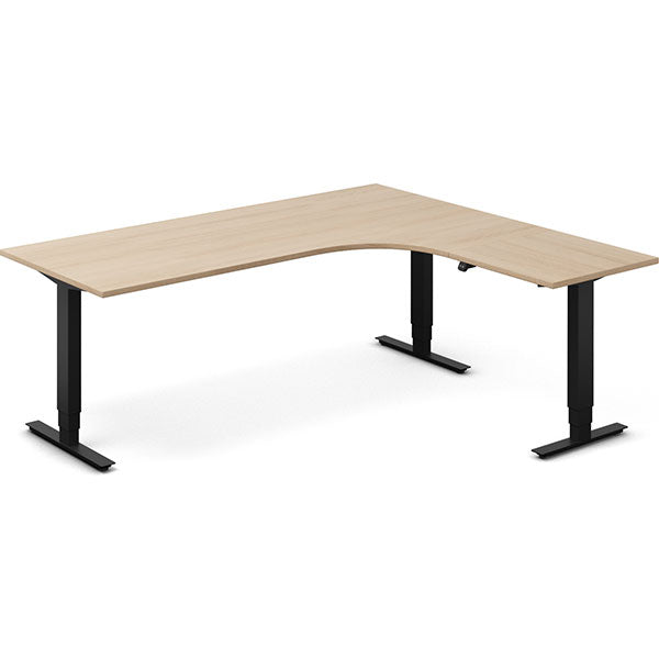Hæve-sænkebord DNA, Eg 2000x1800mm Højre 3-ben/Sort