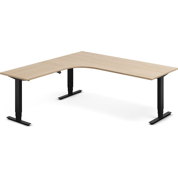 Hæve-sænkebord DNA, Eg 2000x2000mm Venstre 3-ben/Sort