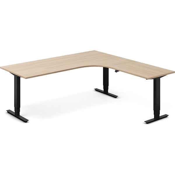 Hæve-sænkebord DNA, Eg 2000x2000mm Højre 3-ben/Sort