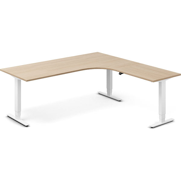 Hæve-sænkebord DNA, Eg 2000x2000mm Højre 3-ben/Hvid