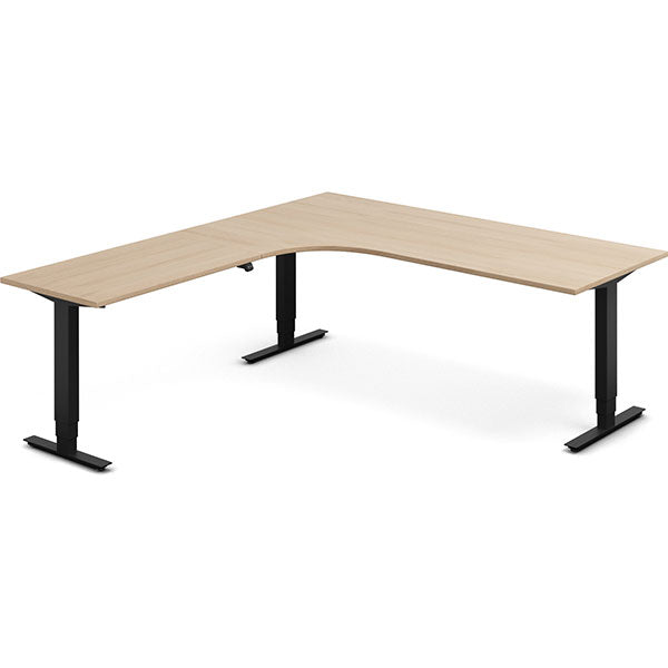 Hæve-sænkebord DNA, Eg 2000x2200mm Venstre 3-ben/Sort