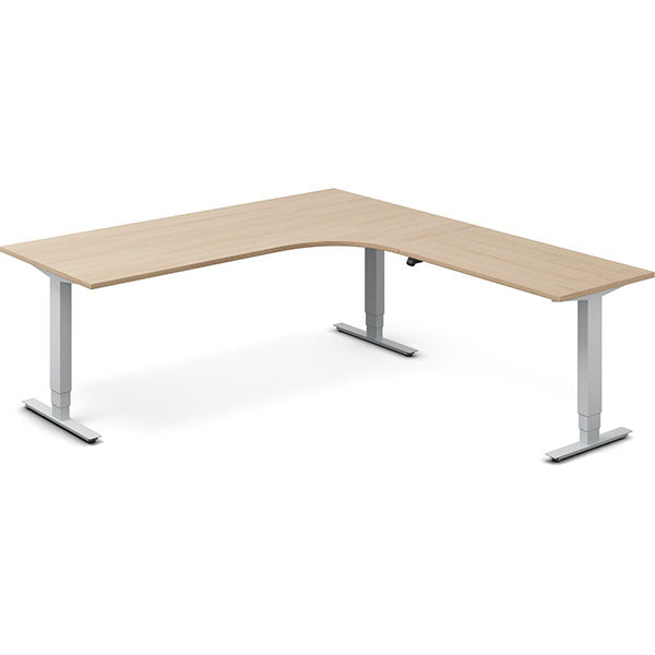 Hæve-sænkebord DNA, Eg 2000x2200mm Højre 3-ben/Alugrå