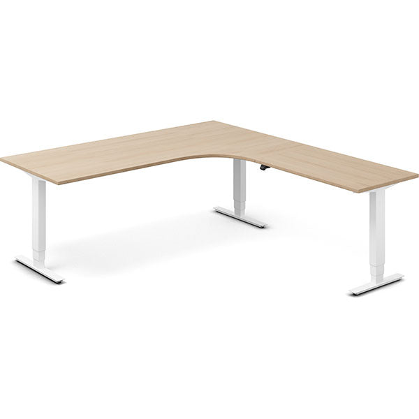 Hæve-sænkebord DNA, Eg 2000x2200mm Højre 3-ben/Hvid