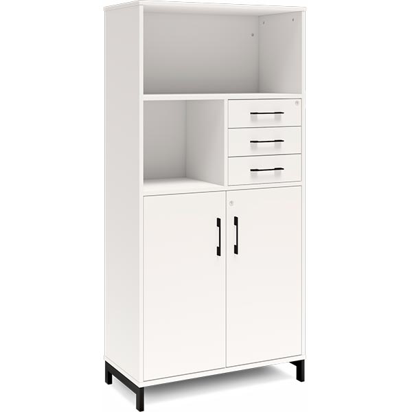 Kontorskab DNA, 800x1660 mm, Hvid/Sort, skuffemodul 4A4/2A4