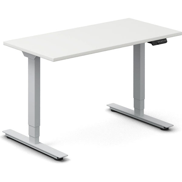 Hæve-sænkebord DNA, Hvid 1200x600mm 2-ben/Alugrå