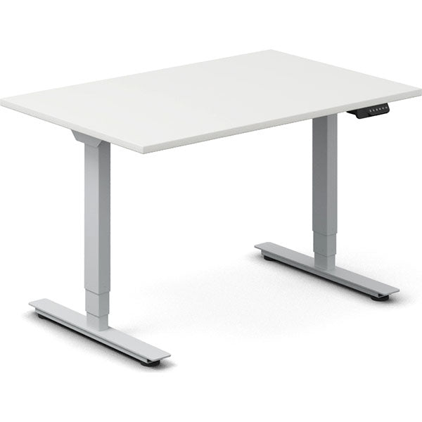 Hæve-sænkebord DNA, Hvid 1200x800mm 2-ben/Alugrå