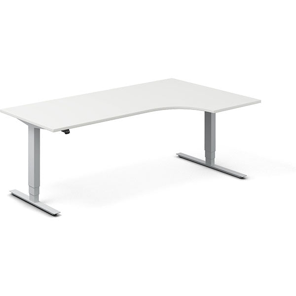 Hæve-sænkebord DNA, Hvid 2000x1200mm Højre 2-ben/Alugrå