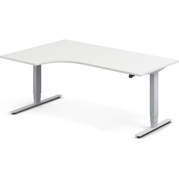 Hæve-sænkebord DNA, Hvid 1800x1200mm Venstre 2-ben/Alugrå