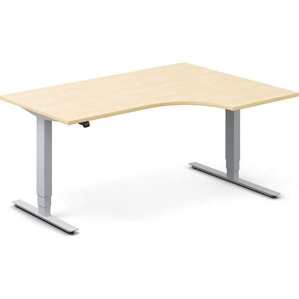 Hæve-sænkebord DNA, Birk 1600x1200 mm Højre 2-ben/Alugrå