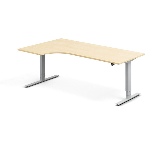 Hæve-sænkebord DNA, Birk 2000x1200 mm Venstre 2-ben/Alugrå