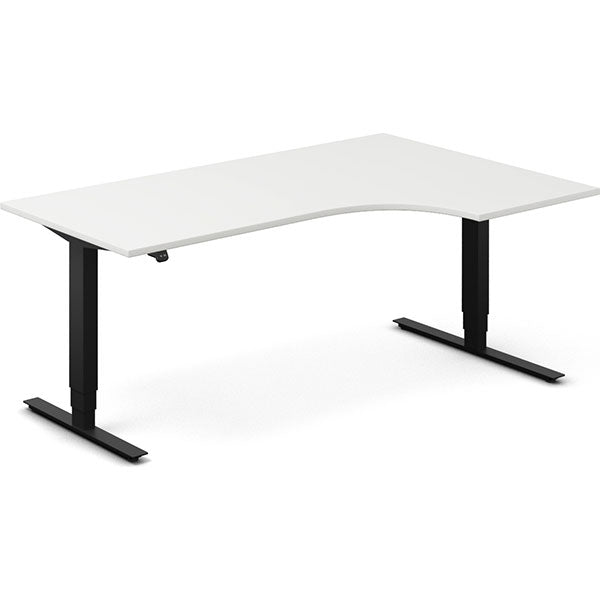 Hæve-sænkebord DNA, Hvid 1800x1200mm Højre 2-ben/Sort