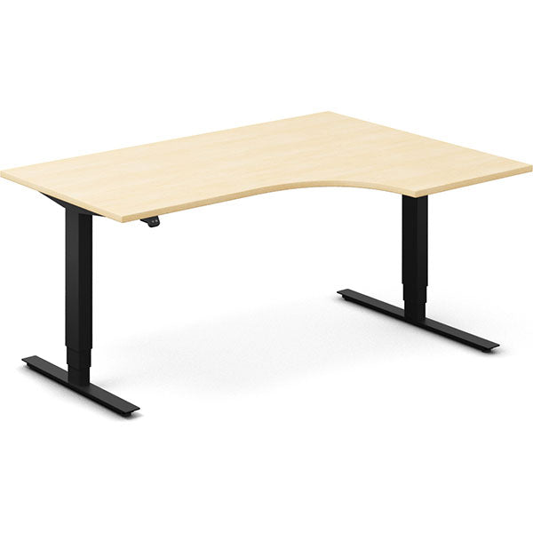 Hæve-sænkebord DNA, Birk 1600x1200 mm Højre 2-ben/Sort