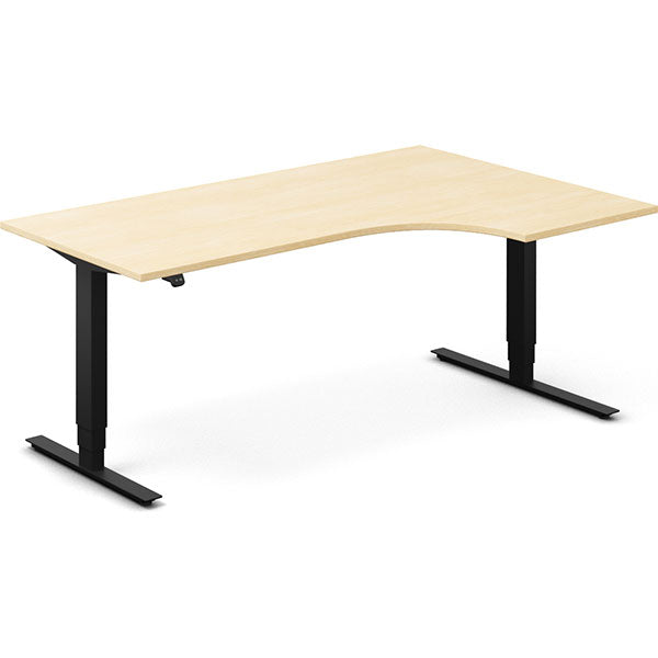 Hæve-sænkebord DNA, Birk 1800x1200 mm Højre 2-ben/Sort