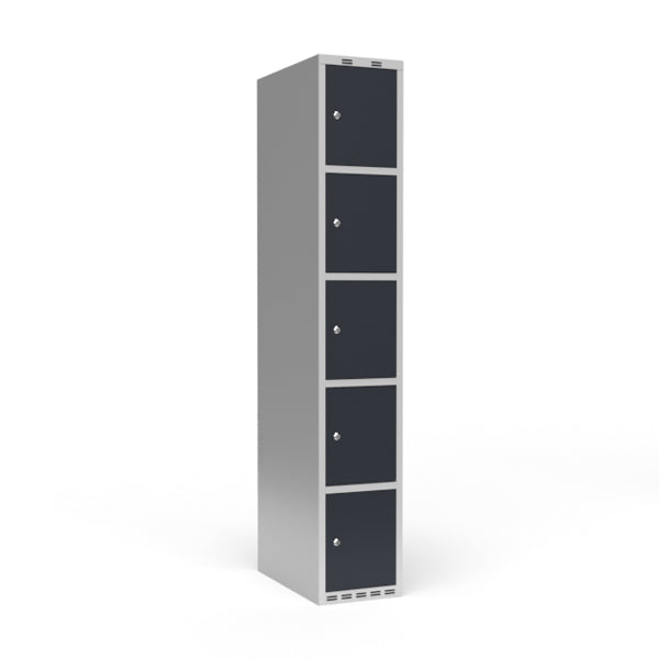 Garderobeskab 1x300 mm Lige tag 5 rum i højden Antracit dør Cylinderlås