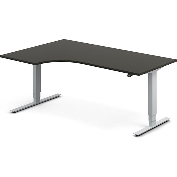Hæve-sænkebord DNA, Antracit 1800x1200 mm Venstre 2-ben/Alugrå