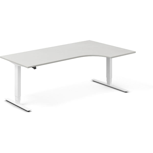 Hæve-sænkebord DNA, Lysgrå 2000x1200 mm Højre 2-ben/Hvid