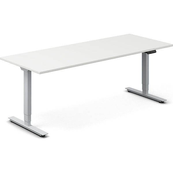 Hæve-sænkebord DNA, Hvid 2000x800mm 2-ben/Alugrå