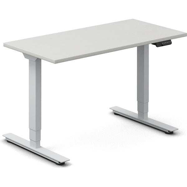 Hæve-sænkebord DNA, Lysgrå 1200x600 mm 2-ben/Alugrå