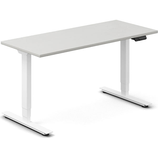 Hæve-sænkebord DNA, Lysgrå 1400x600 mm 2-ben/Hvid