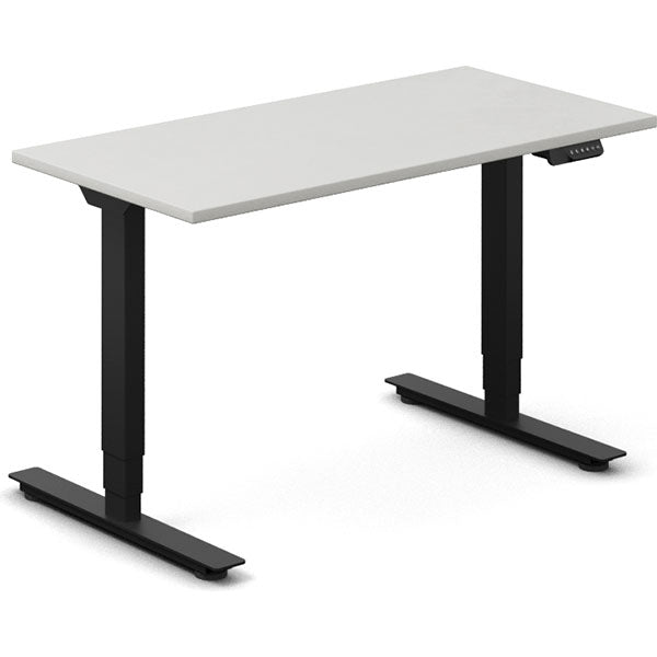 Hæve-sænkebord DNA, Lysgrå 1200x600 mm 2-ben/Sort