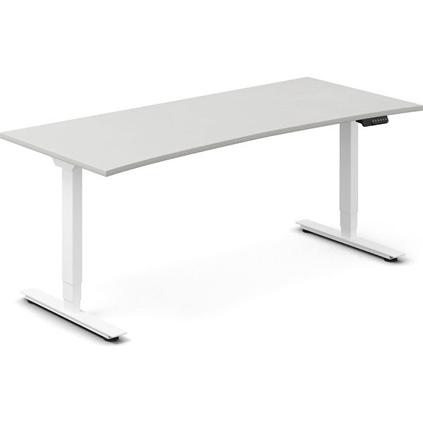 Hæve-sænkebord DNA, Lysgrå 1800x800mm Bue 2-ben/Hvid