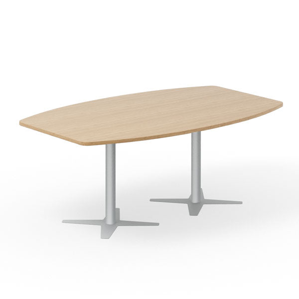 Konferencebord DNA, Eg 2000x1200 mm bådformet, Alugråt understel
