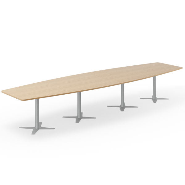 Konferencebord DNA, Eg 4400x1200 mm bådformet, Alugråt understel