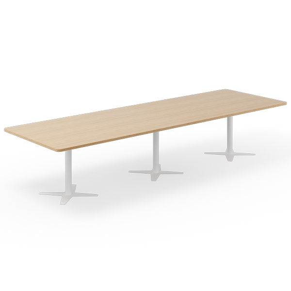 Konferencebord DNA, Eg 3800x1200 mm rektangulært, Hvidt understel