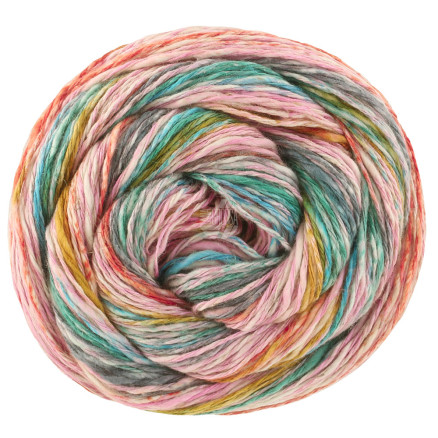 Lana Grossa Gomitolo California Garn 3041 Rosa/Sennep/Turkis/Mørkegrøn/Gråblå/Rust