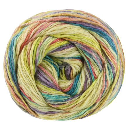 Lana Grossa Gomitolo California Garn 3043 Vanilje/Fuchsia/Pistacie/Blåviolet/Petrolblå/Gammelrosa