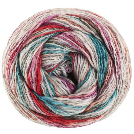 Lana Grossa Gomitolo California Garn 3048 Sølv-/Mørkegrå/Petrol/Rustrød/Fuchsia/Gammelrosa