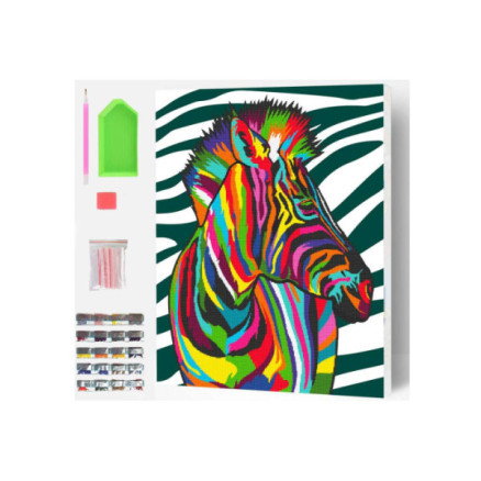 Diamond art på lærred 30x40cm, zebra