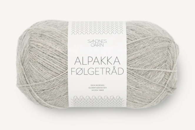 Alpakka Følgetråd Lys Gråmelert 1032